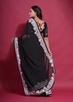 Thumbnail for Jyoti Fashion Women's Black Coding Work Georgette Saree with Blouse - Distacart