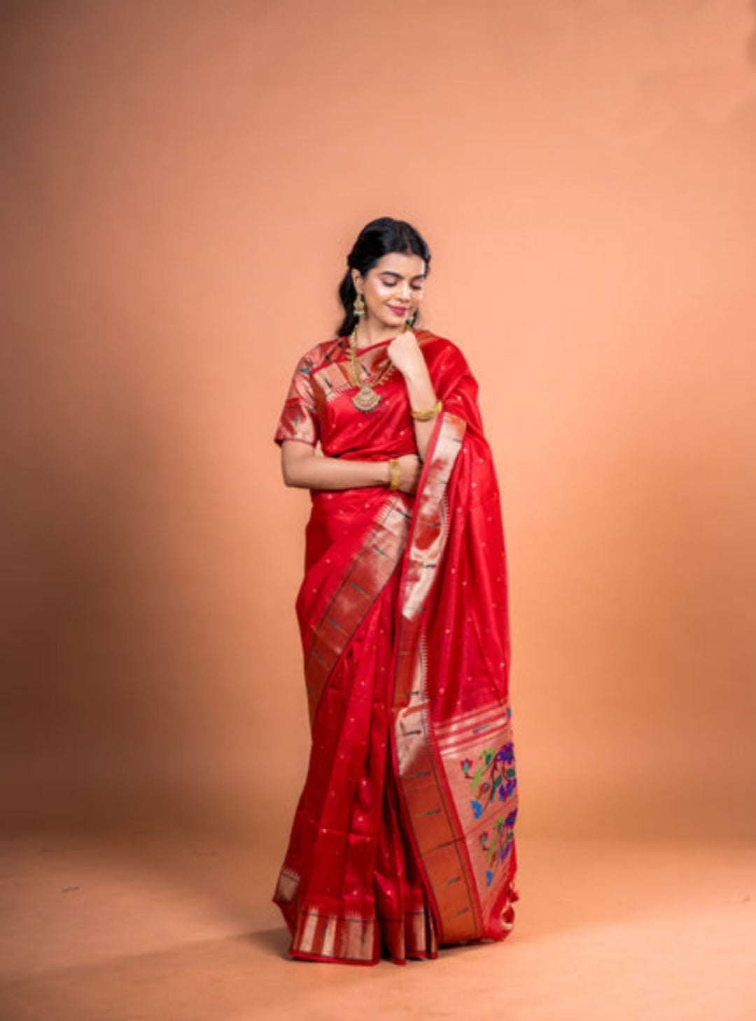 Jyoti Fashion Women's Maroon Soft Khadi Raw Silk Zari Woven Saree with Blouse - Dista