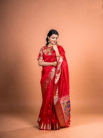 Thumbnail for Jyoti Fashion Women's Maroon Soft Khadi Raw Silk Zari Woven Saree with Blouse - Dista