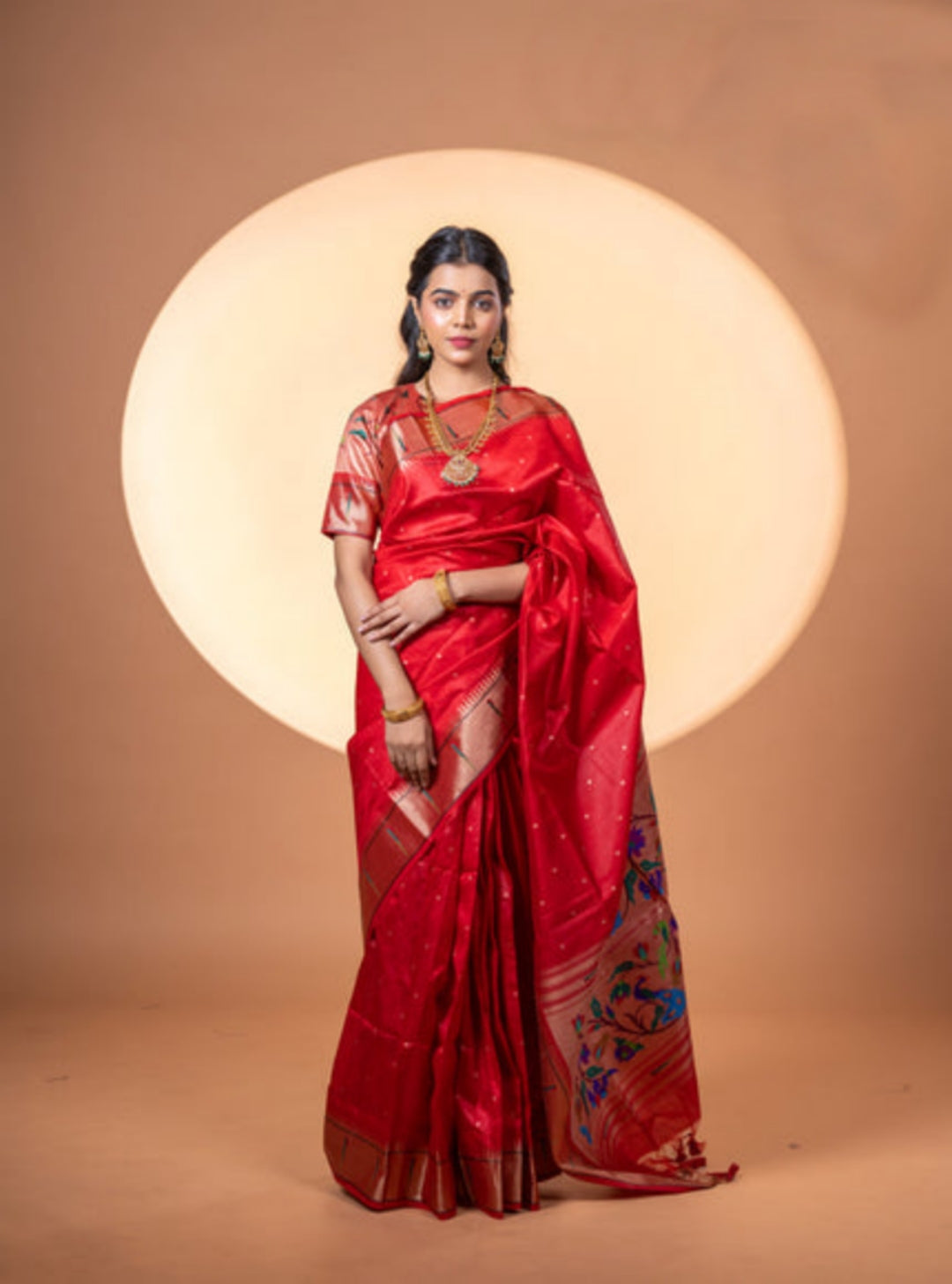 Jyoti Fashion Women's Maroon Soft Khadi Raw Silk Zari Woven Saree with Blouse - Dista