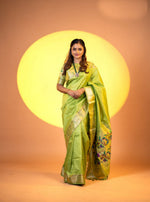 Thumbnail for Jyoti Fashion Women's Mehendi Soft Khadi Raw Silk Zari Woven Saree with Blouse - Dista