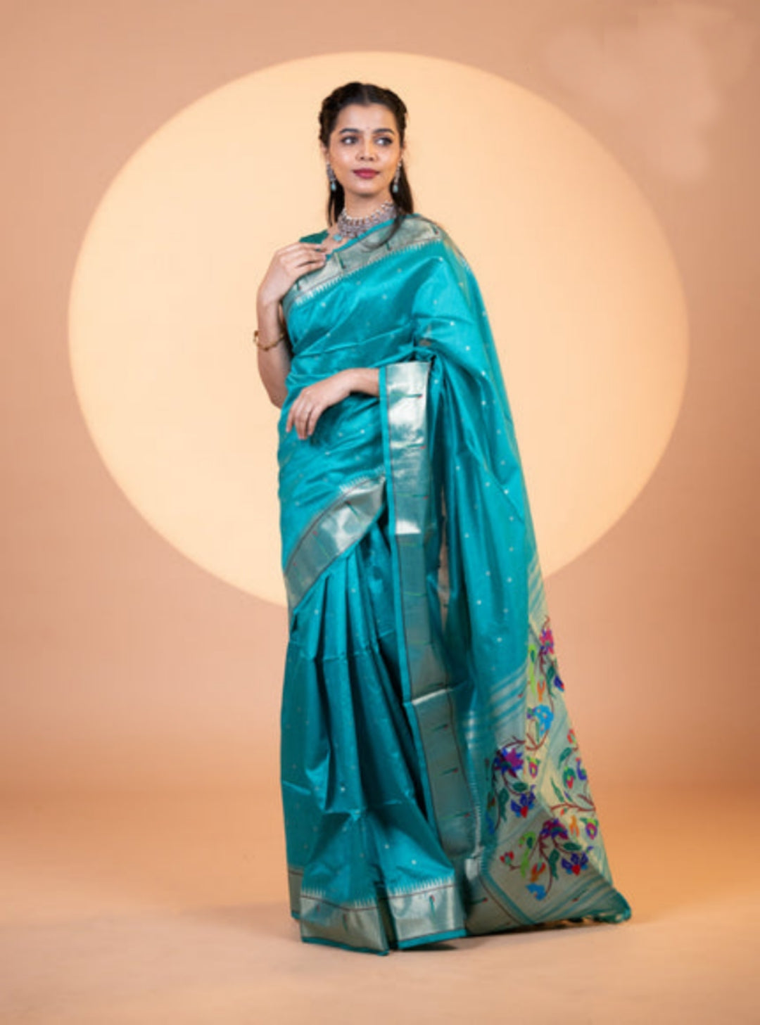 Jyoti Fashion Women's Rama Soft Khadi Raw Silk Zari Woven Saree with Blouse - Dista