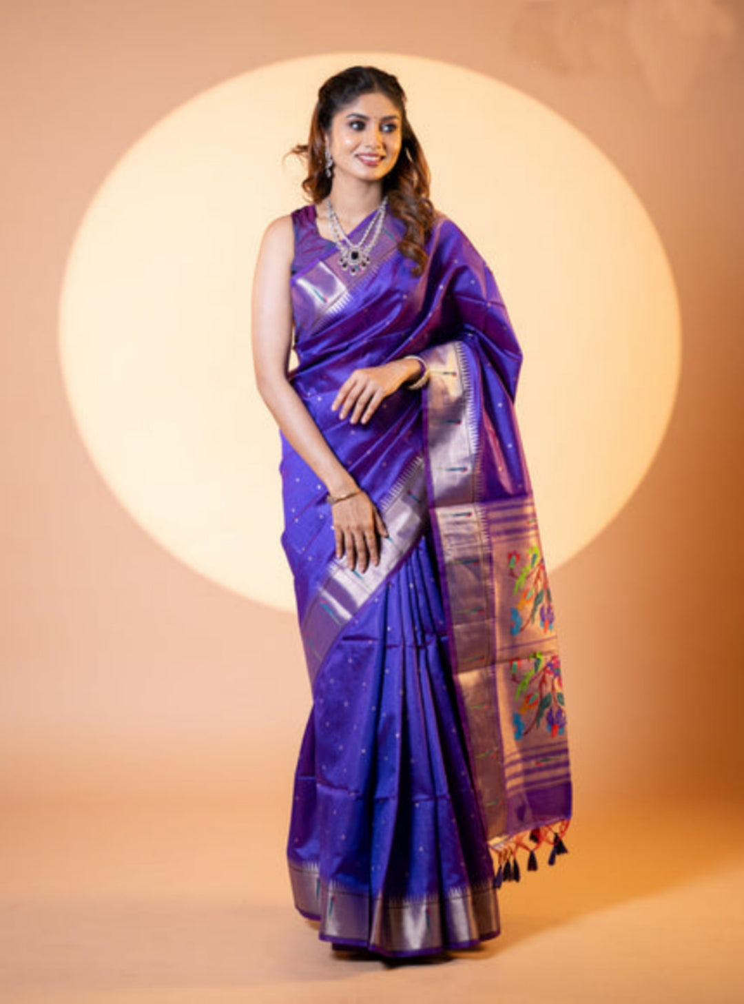Jyoti Fashion Women's Royal Blue Soft Khadi Raw Silk Zari Woven Saree with Blouse - Dista