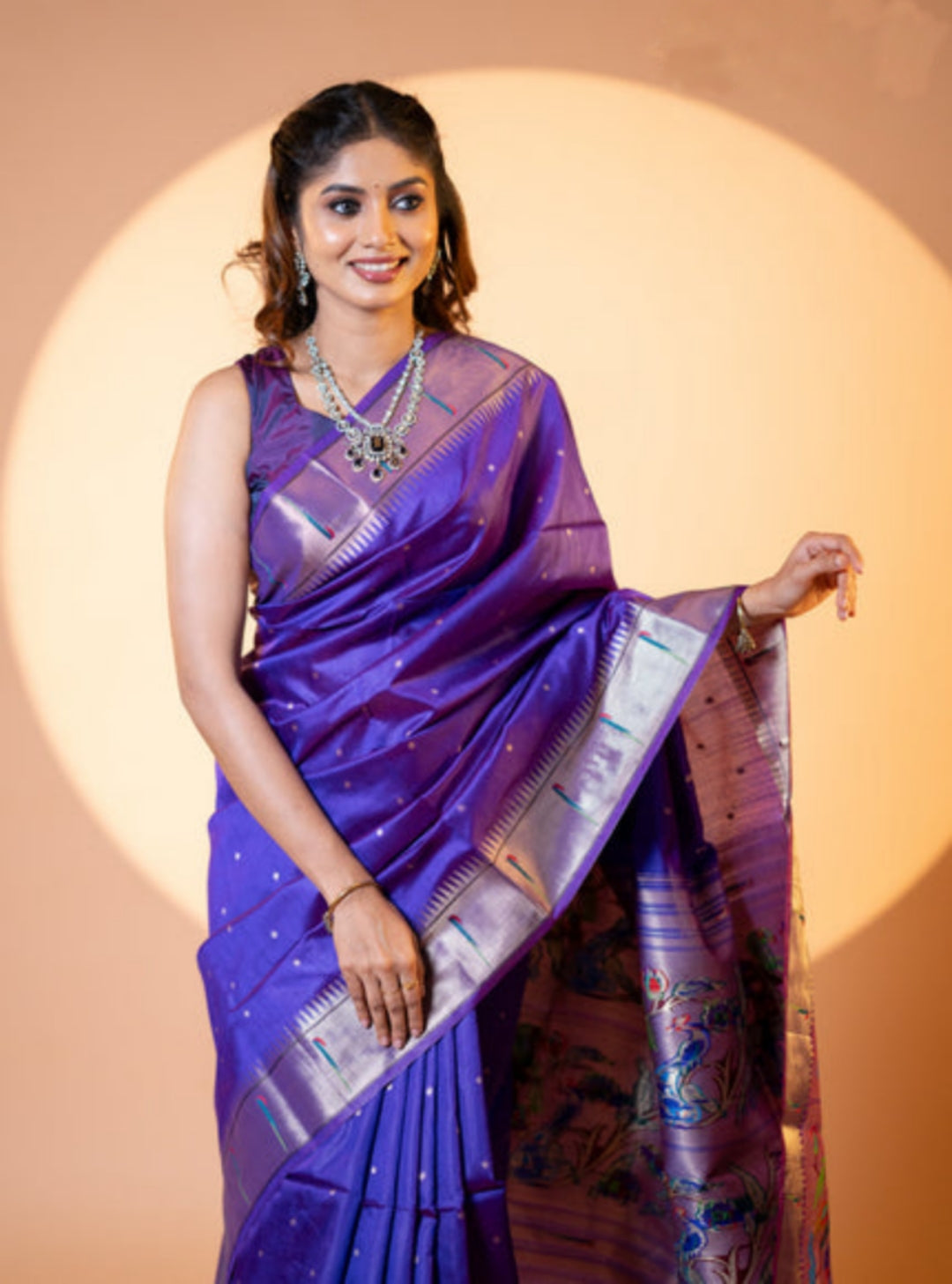 Jyoti Fashion Women's Royal Blue Soft Khadi Raw Silk Zari Woven Saree with Blouse - Dista