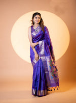 Thumbnail for Jyoti Fashion Women's Royal Blue Soft Khadi Raw Silk Zari Woven Saree with Blouse - Dista