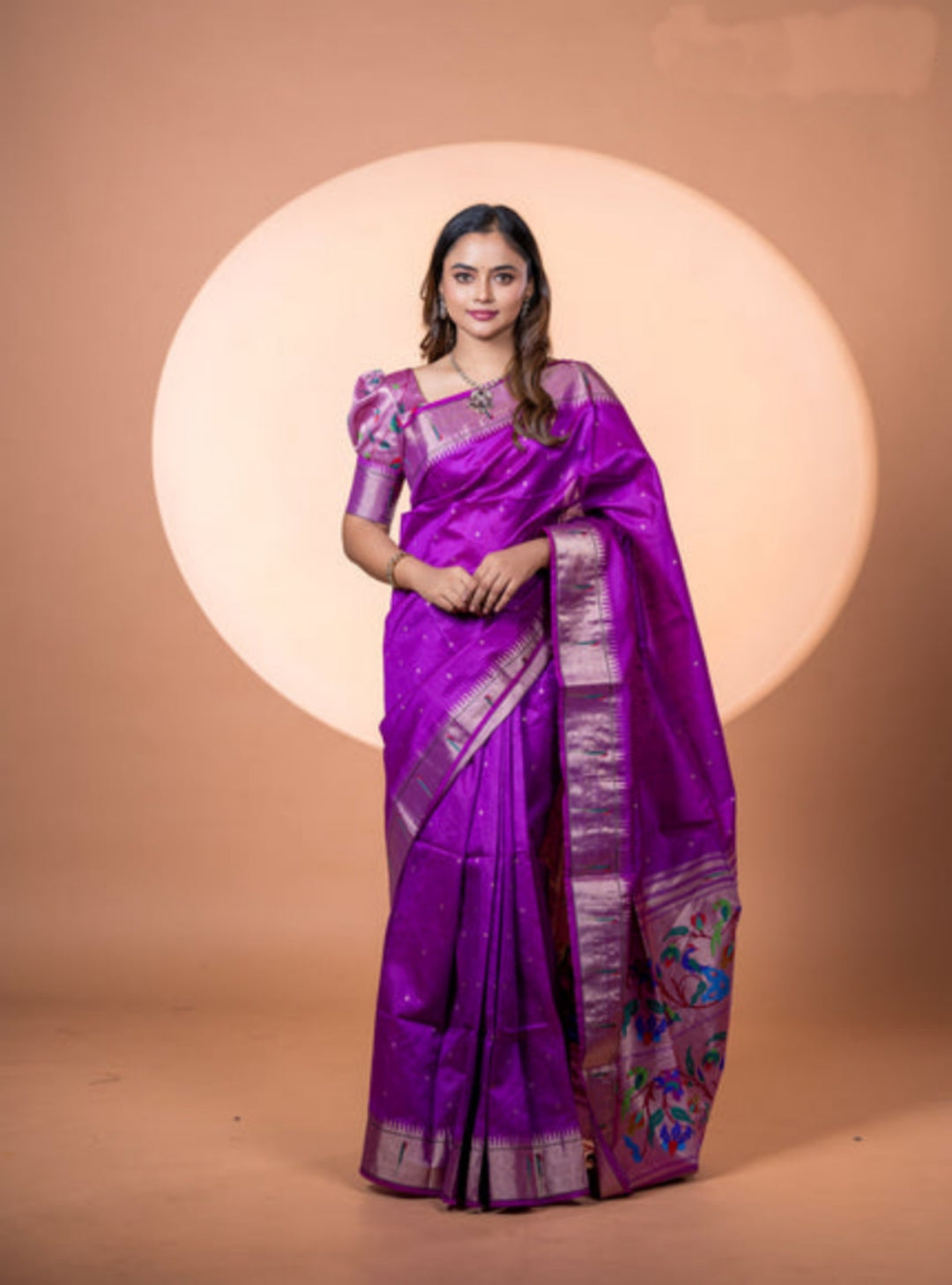 Jyoti Fashion Women's Wine Soft Khadi Raw Silk Zari Woven Saree with Blouse - Dista