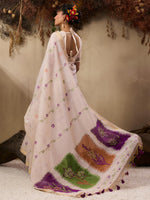 Thumbnail for Jyoti Fashion Women's Wine Soft Muga Cotton Resham Weaving Saree with Blouse - Dista