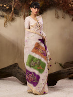 Thumbnail for Jyoti Fashion Women's Wine Soft Muga Cotton Resham Weaving Saree with Blouse - Dista