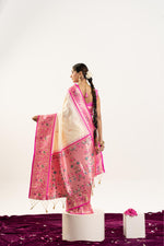 Thumbnail for Jyoti Fashion Women's Cream Soft Banarasi Silk Zari Woven Saree with Blouse - Dista