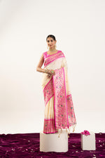 Thumbnail for Jyoti Fashion Women's Cream Soft Banarasi Silk Zari Woven Saree with Blouse - Dista