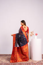 Thumbnail for Jyoti Fashion Women's Blue Soft Tissue Silk Zari Woven Saree with Blouse - Dista
