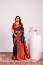 Thumbnail for Jyoti Fashion Women's Blue Soft Tissue Silk Zari Woven Saree with Blouse - Dista