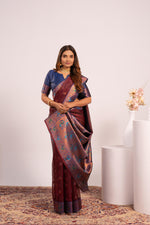 Thumbnail for Jyoti Fashion Women's Coffee Soft Tissue Silk Zari Woven Saree with Blouse - Dista