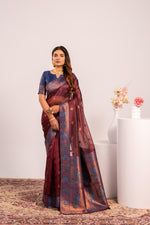 Thumbnail for Jyoti Fashion Women's Coffee Soft Tissue Silk Zari Woven Saree with Blouse - Dista