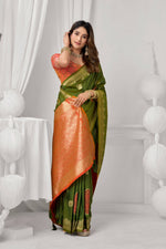 Thumbnail for Jyoti Fashion Women's Green Soft Silk Zari Woven Saree with Blouse - Dista