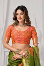 Thumbnail for Jyoti Fashion Women's Green Soft Silk Zari Woven Saree with Blouse - Dista