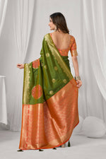 Thumbnail for Jyoti Fashion Women's Green Soft Silk Zari Woven Saree with Blouse - Dista