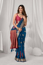 Thumbnail for Jyoti Fashion Women's Blue Soft Silk Zari Woven Saree with Blouse - Dista