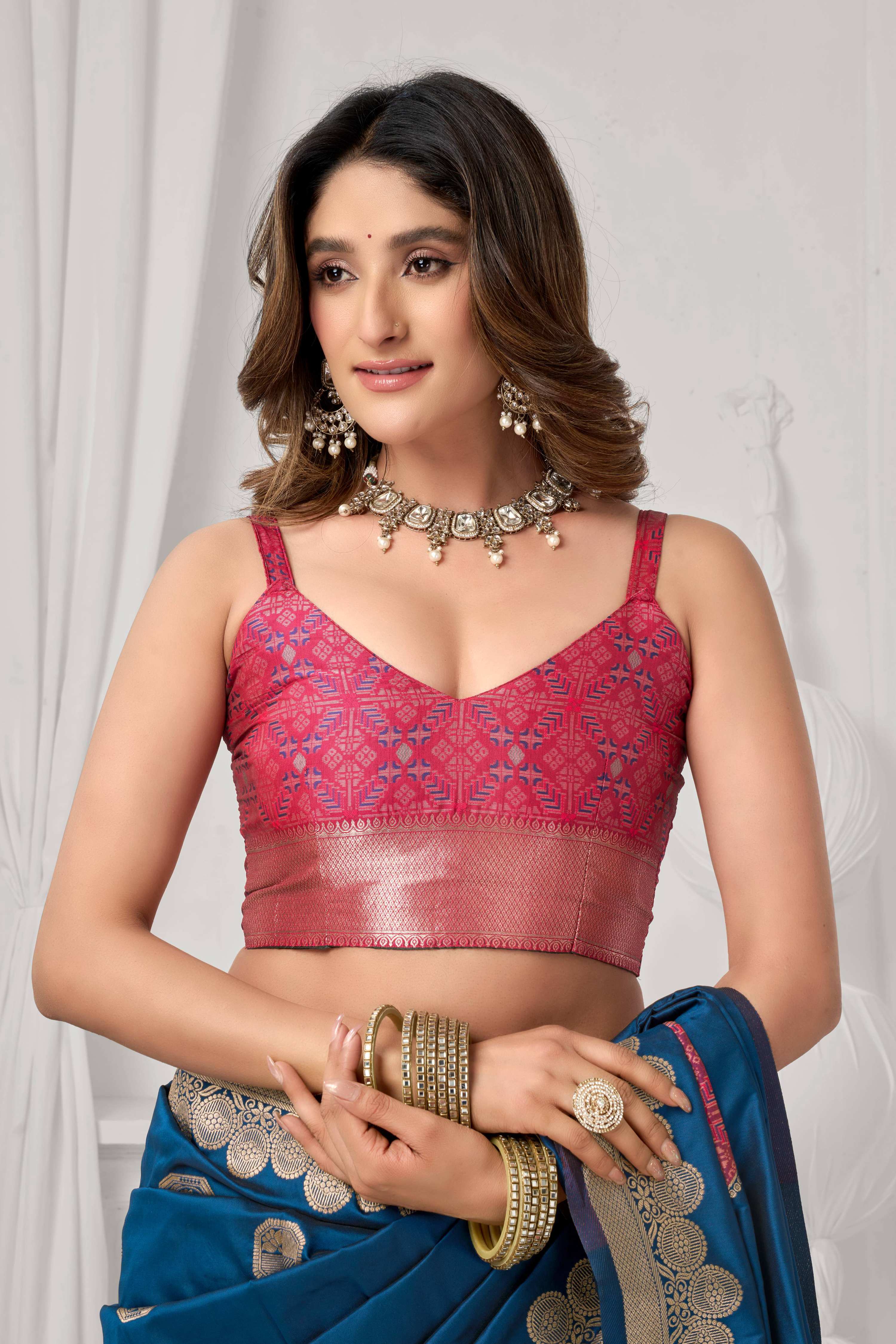 Jyoti Fashion Women's Blue Soft Silk Zari Woven Saree with Blouse - Dista