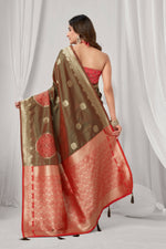 Thumbnail for Jyoti Fashion Women's Coffee Soft Silk Zari Woven Saree with Blouse - Dista