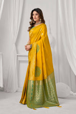Thumbnail for Jyoti Fashion Women's Yellow Soft Silk Zari Woven Saree with Blouse - Dista