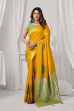 Thumbnail for Jyoti Fashion Women's Yellow Soft Silk Zari Woven Saree with Blouse - Dista
