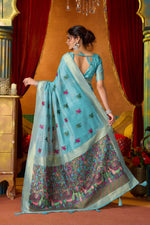 Thumbnail for Jyoti Fashion Women's Turquoise Modal Zari Woven Saree with Blouse - Dista