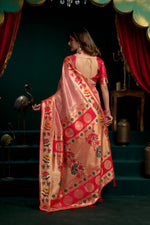Thumbnail for Jyoti Fashion Women's Peach Tissue Paithani Zari Woven Saree with Blouse - Dista