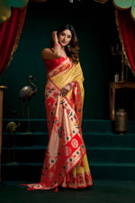 Thumbnail for Jyoti Fashion Women's Mustard Tissue Paithani Zari Woven Saree with Blouse - Dista