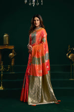 Thumbnail for Jyoti Fashion Women's Orange Soft Silk Zari Woven Saree with Blouse - Dista