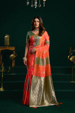 Thumbnail for Jyoti Fashion Women's Orange Soft Silk Zari Woven Saree with Blouse - Dista