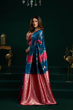 Thumbnail for Jyoti Fashion Women's Blue Soft Silk Zari Woven Saree with Blouse - Dista