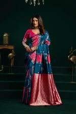 Thumbnail for Jyoti Fashion Women's Blue Soft Silk Zari Woven Saree with Blouse - Dista