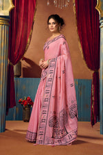 Thumbnail for Jyoti Fashion Women's Pink Modal Zari Woven Saree with Blouse - Dista