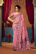 Thumbnail for Jyoti Fashion Women's Pink Modal Zari Woven Saree with Blouse - Dista