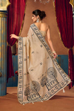 Thumbnail for Jyoti Fashion Women's Beige Modal Zari Woven Saree with Blouse - Dista