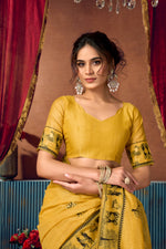 Thumbnail for Jyoti Fashion Women's Yellow Modal Zari Woven Saree with Blouse - Dista