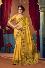 Thumbnail for Jyoti Fashion Women's Yellow Modal Zari Woven Saree with Blouse - Dista