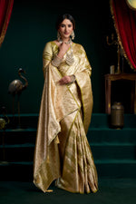 Thumbnail for Jyoti Fashion Women's Mehendi Satin Silk Zari Woven Saree with Blouse - Dista