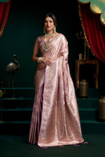 Thumbnail for Jyoti Fashion Women's Purple Satin Silk Zari Woven Saree with Blouse - Dista