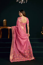 Thumbnail for Jyoti Fashion Women's Pink Muga Cotton Meena Zari Woven Saree with Blouse - Dista