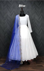 Thumbnail for Jyoti Fashion Women's White Faux Georgette Butti work Anarkali Dress with Dupatta - Distacart