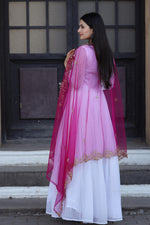 Thumbnail for Jyoti Fashion Women's White Faux Georgette Butti work Anarkali Dress with Dupatta - Distacart
