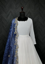 Thumbnail for Jyoti Fashion Women's White Georgette Butti work Partywear Anarkali Dress with Dupatta - Distacart