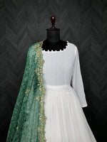 Thumbnail for Jyoti Fashion Women's White Georgette Butti work Partywear Anarkali Dress with Dupatta - Distacart