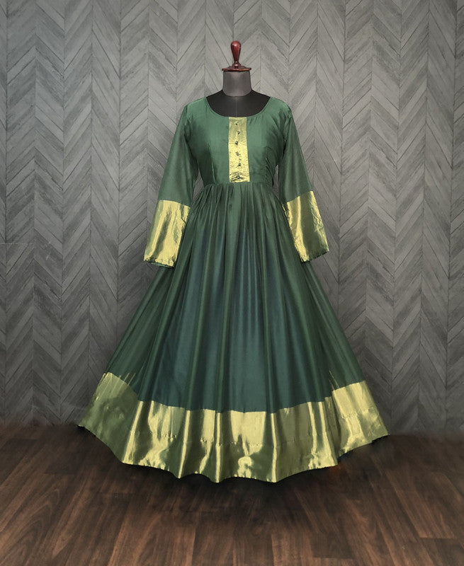 Jyoti Fashion Women's Green Chiffon Zari Woven Festive Anarkali Dress - Distacart