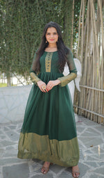 Thumbnail for Jyoti Fashion Women's Green Chiffon Zari Woven Festive Anarkali Dress - Distacart