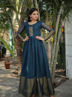 Thumbnail for Jyoti Fashion Women's Blue Chiffon Zari Woven Festive Anarkali Dress - Distacart