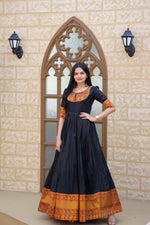 Thumbnail for Jyoti Fashion Women's Black Silk Jacquard Weaving Festive Anarkali Dress - Distacart