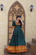 Thumbnail for Jyoti Fashion Women's Green Silk Jacquard Weaving Festive Anarkali Dress - Distacart